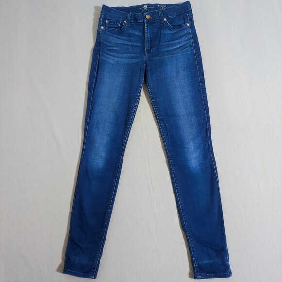 7 For all Mankind jeans women's size 29 ink blue colour mid-rise skinny denim - Picture 1 of 14